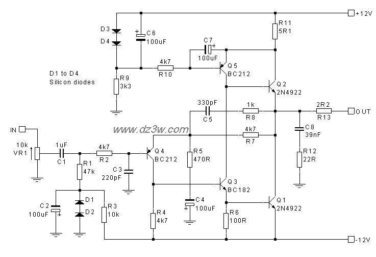 蓄电池供电的晶体管耳放电路图