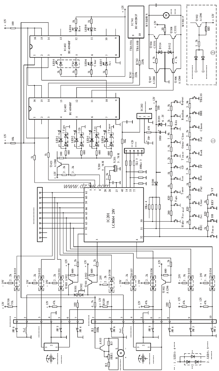 爱华NSX-380组合音响控制电路图