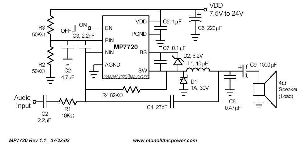 一种数字功放电路电路图