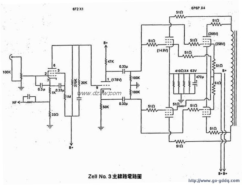 电子管6P6P功放电路图电路图