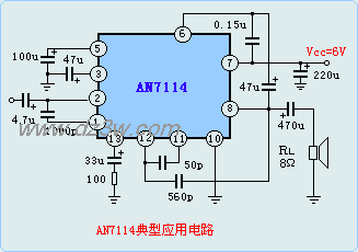 AN7114组成的音频功率放电路图
