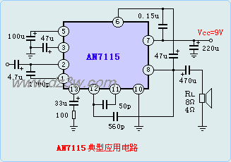 功放芯片AN7115应用电路电路图