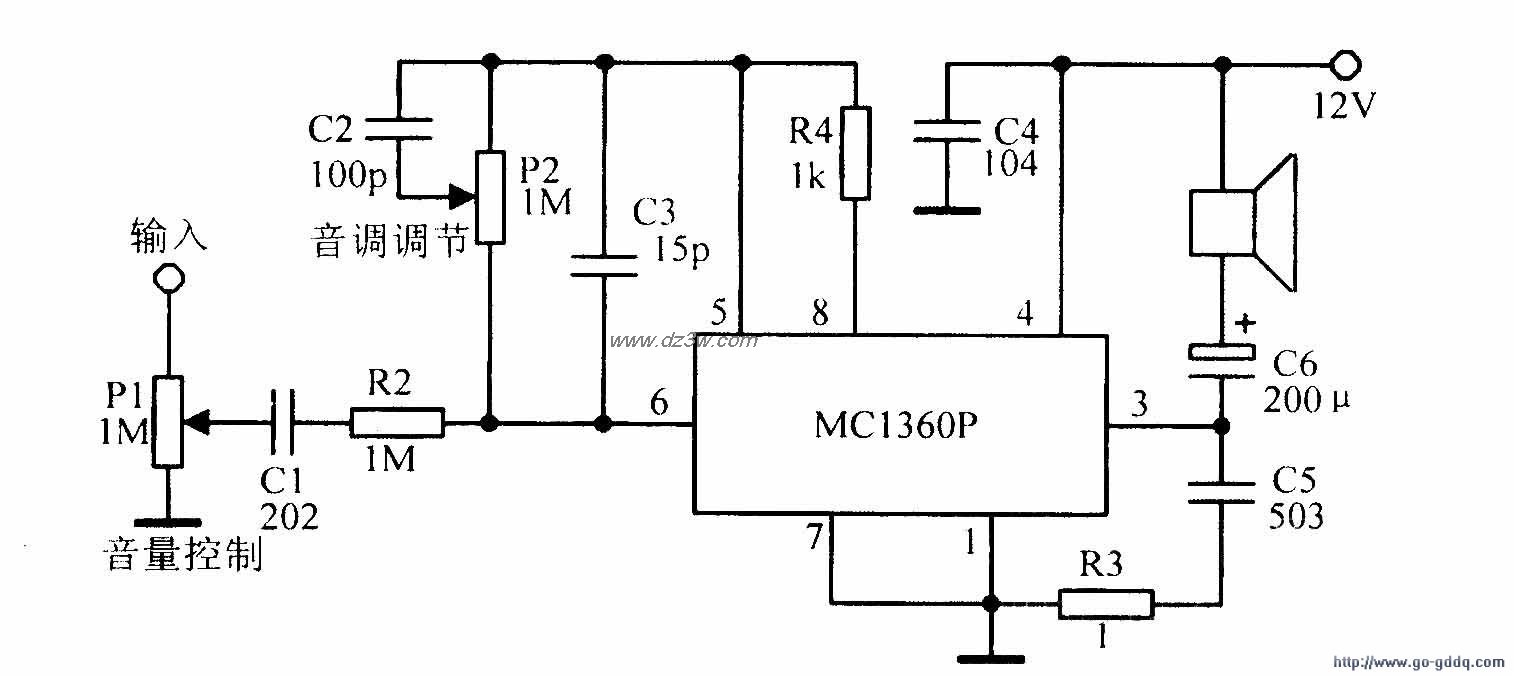 MCl306P功放应用电路电路图