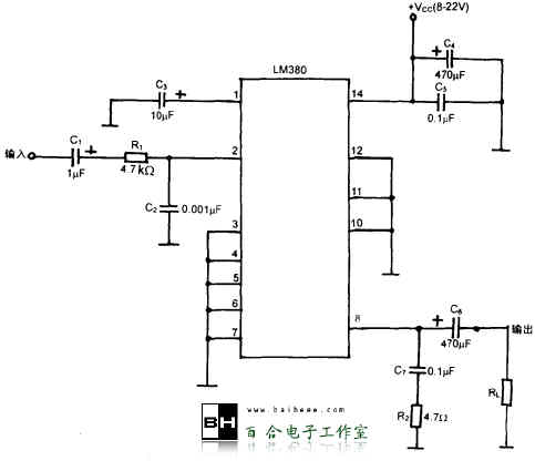 LM380音频功率放大器电路