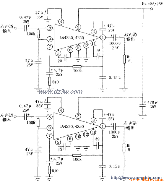 LA4230/LA4250应用电路电路图