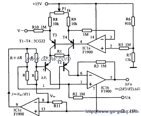 F1900应用电路:桥放大电电路图