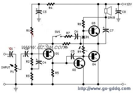 迷你音箱功放电路电路图