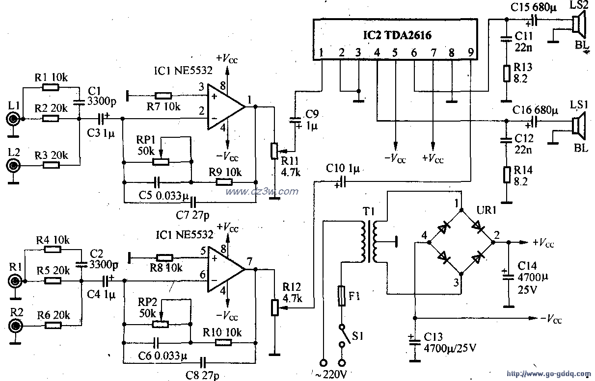 漫步者R800TC音箱电路图电路图