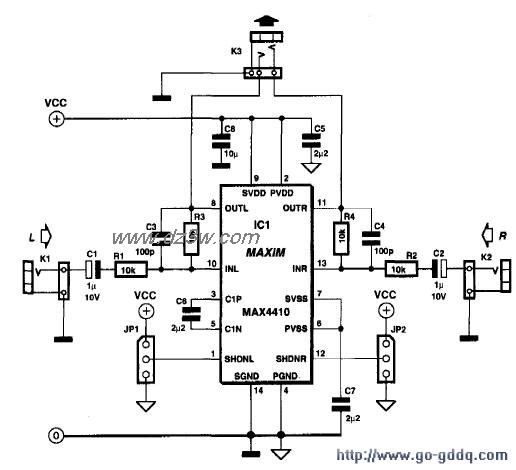 MAX4110耳机放大器电路图电路图