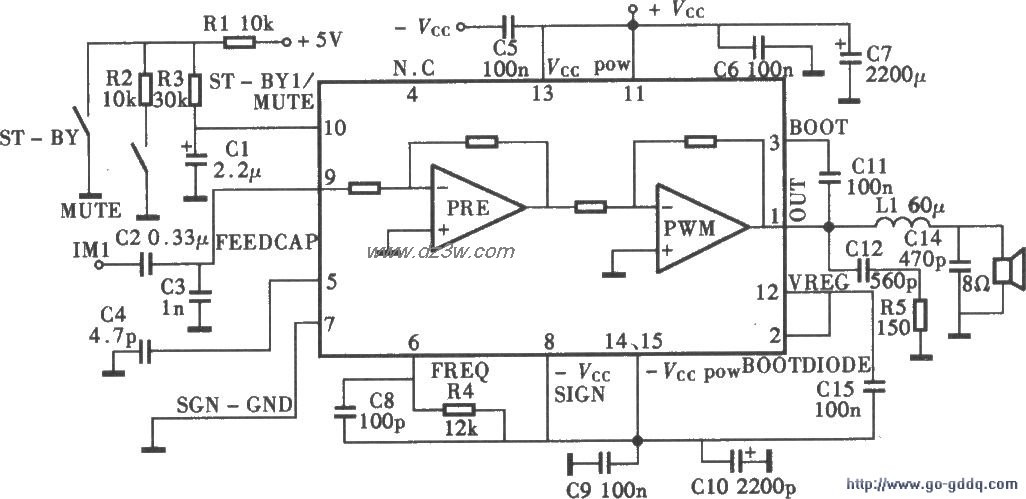 TDA8924双声道120WD类功电路图