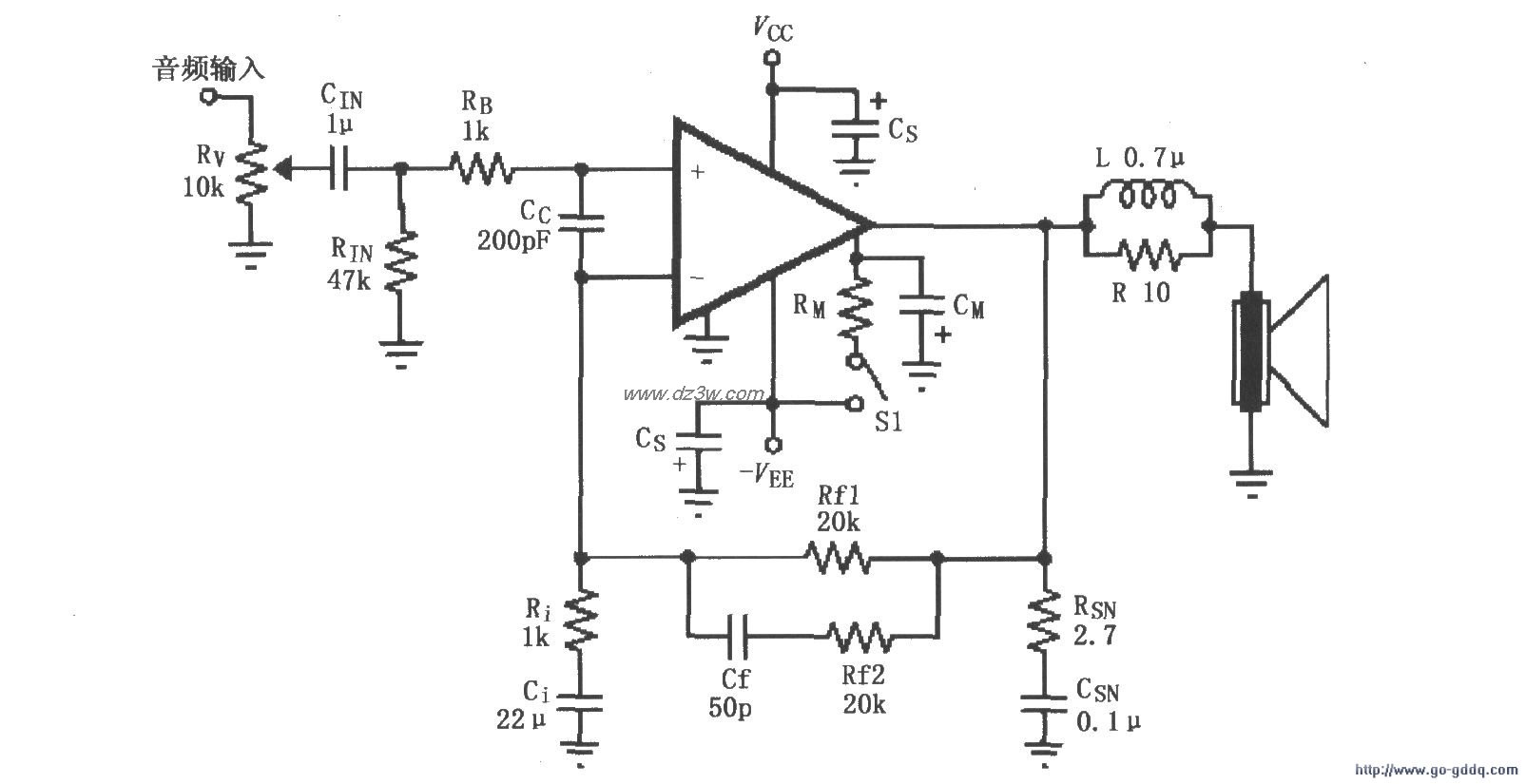 LM4732音频功率放大电路电路图