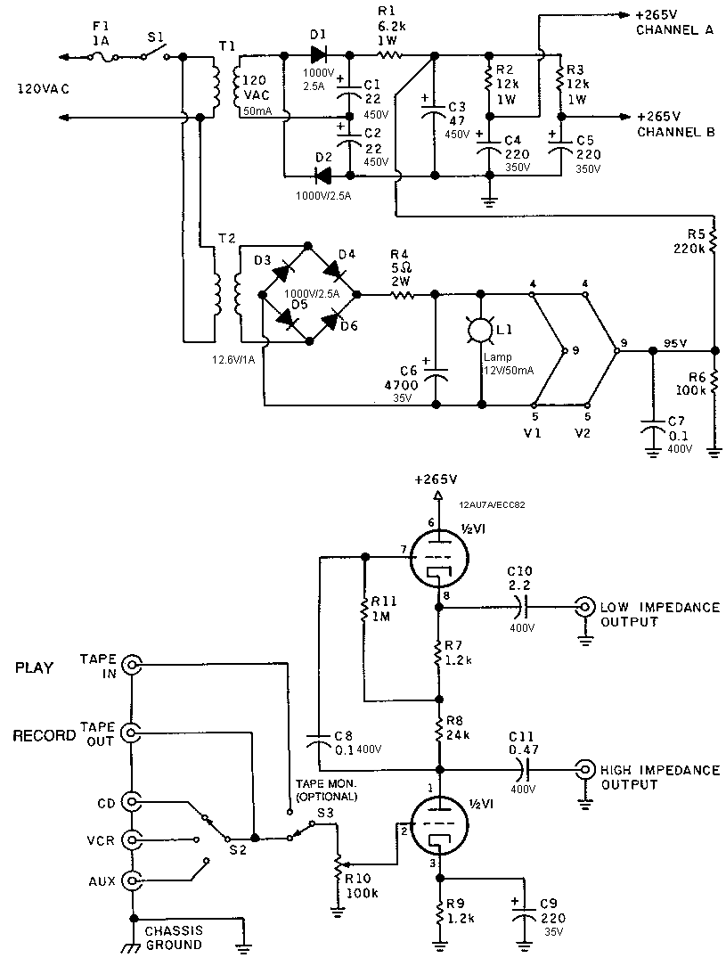 12AU7LIN 前级放大嚣电路图