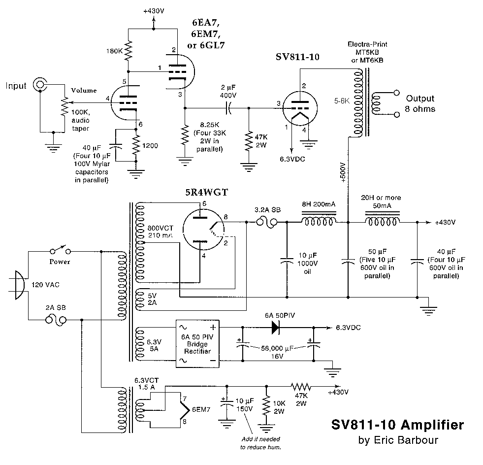 用SV811-10电子管做的推电路图