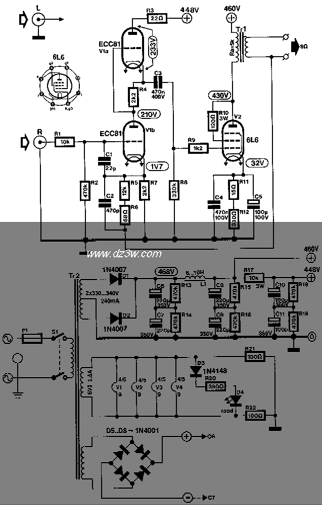 用6L6电子管做的推挽功率电路图