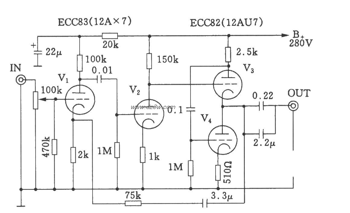 和田茂氏电子管前级放大电路图
