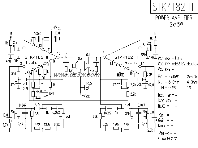 STK4182-2功放电路电路图