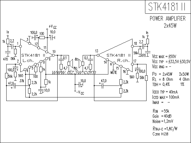 STK4181-2功放电路电路图