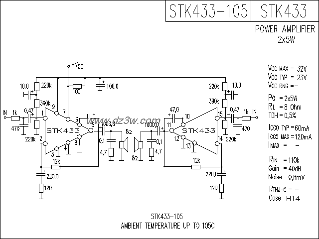 STK433功放电路电路图