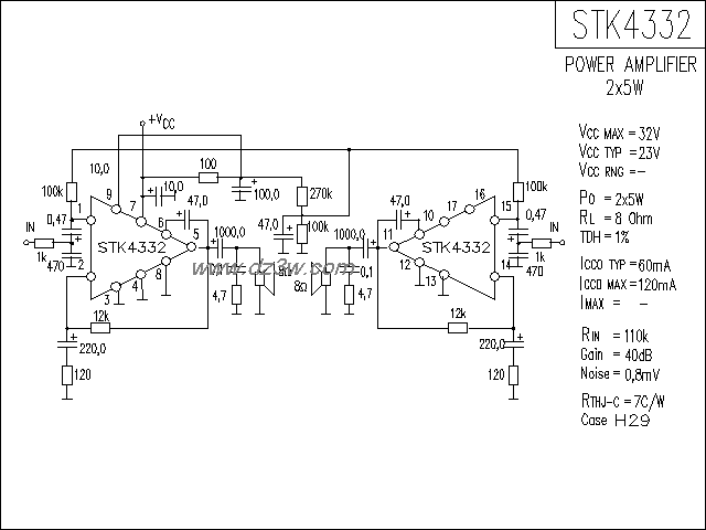 STK4332功放电路电路图