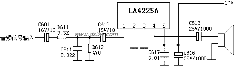 LA4225A 伴音功放电路电路图