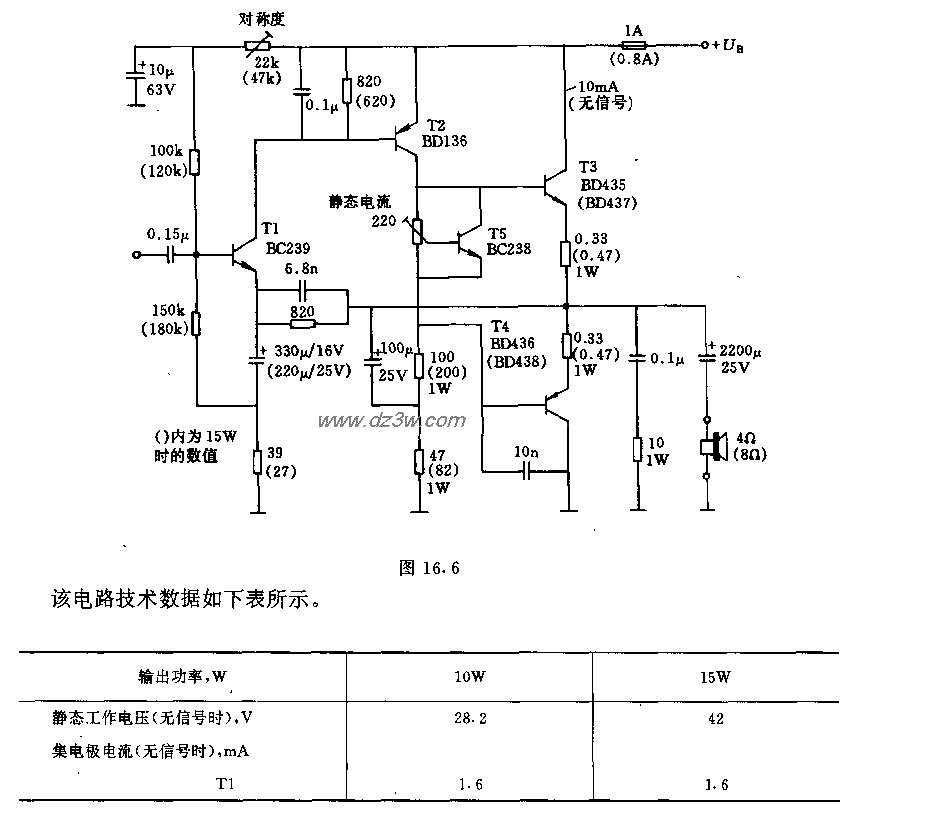 10w、15w高保夏放大器电电路图