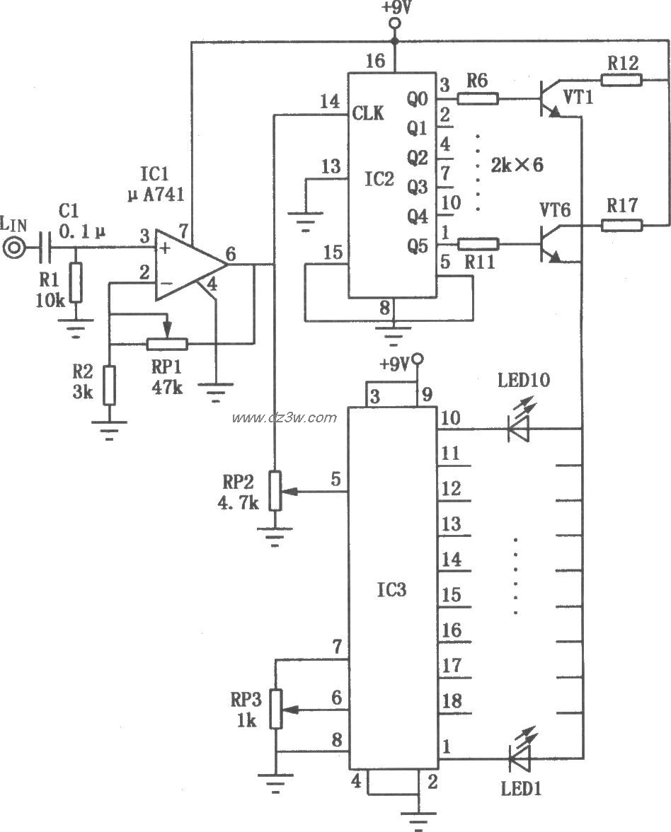 双重显示的音频指示器电电路图