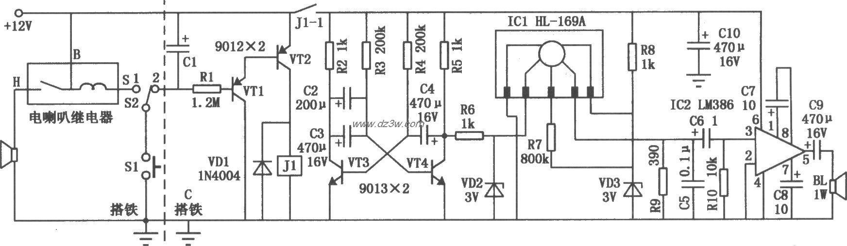汽车语音喇叭电路电路图