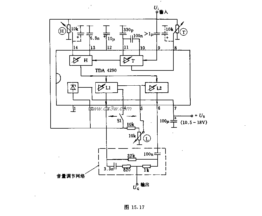 采用TDA4290的音量调节网电路图
