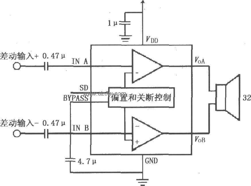 LM4915用于双声道的放大电路图