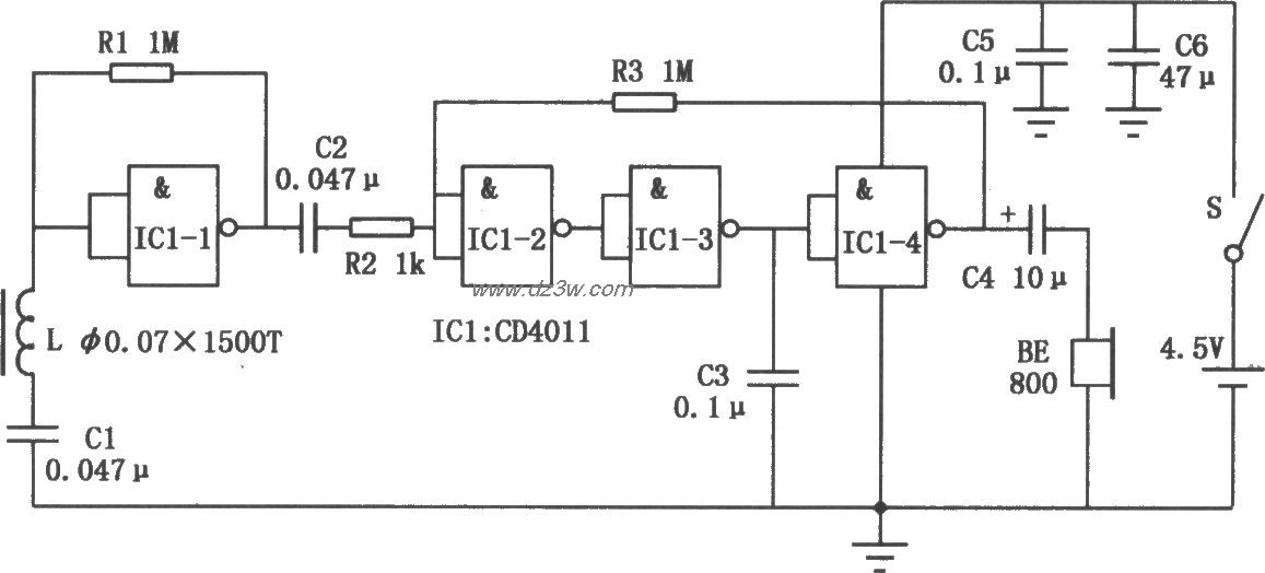 感应式无线耳机电路电路图