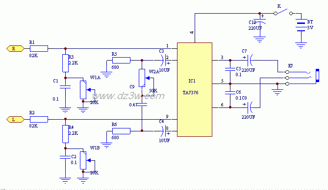 超级广场效果的耳机放大电路图