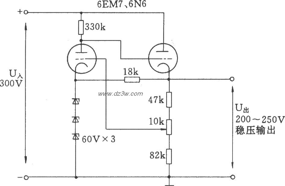 双三极电子管稳压电路电路图