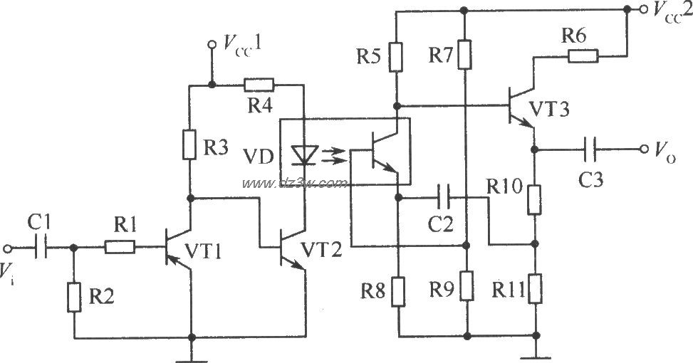 光电耦合器在音频放大电电路图