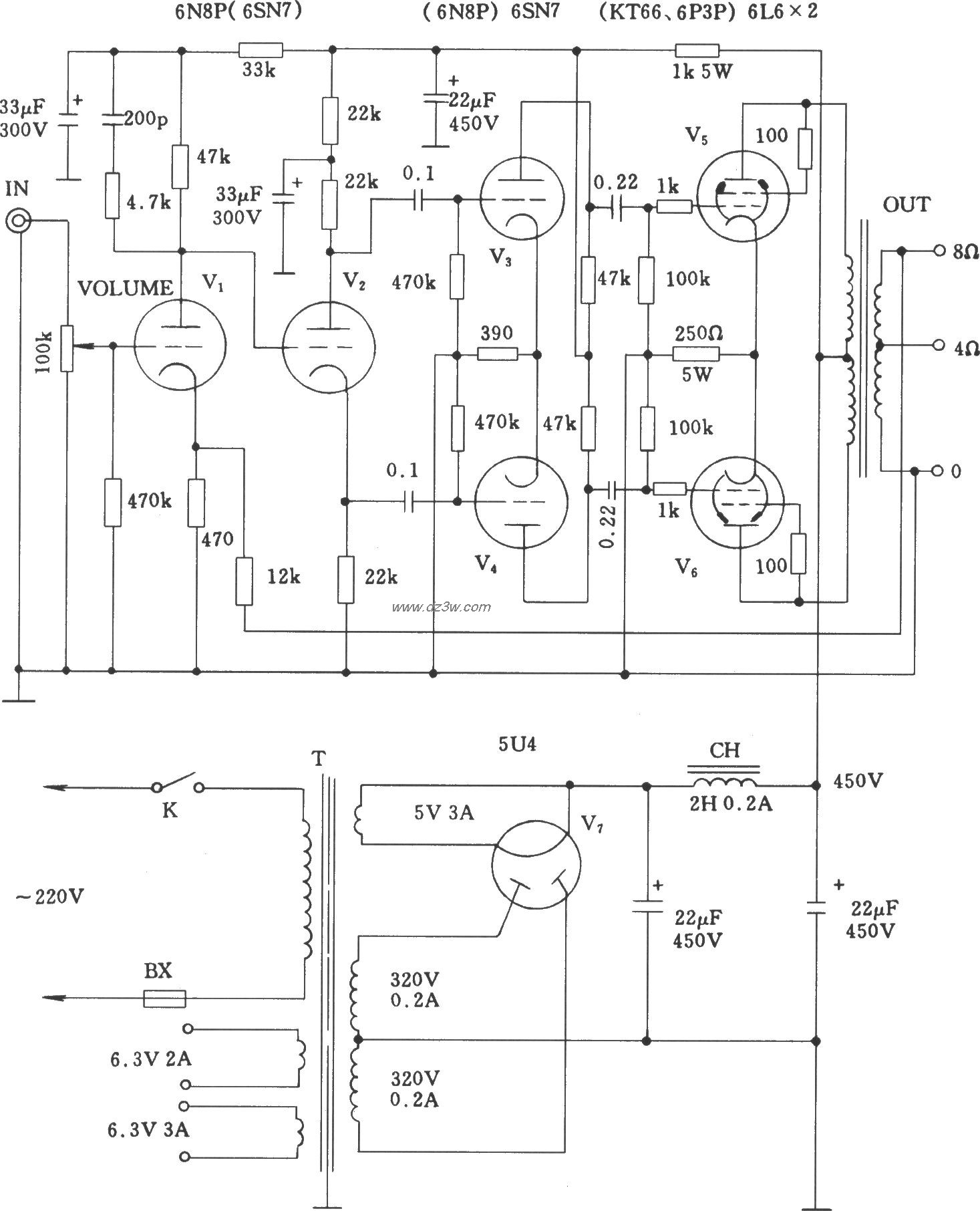 威廉逊电子管功放电路图电路图