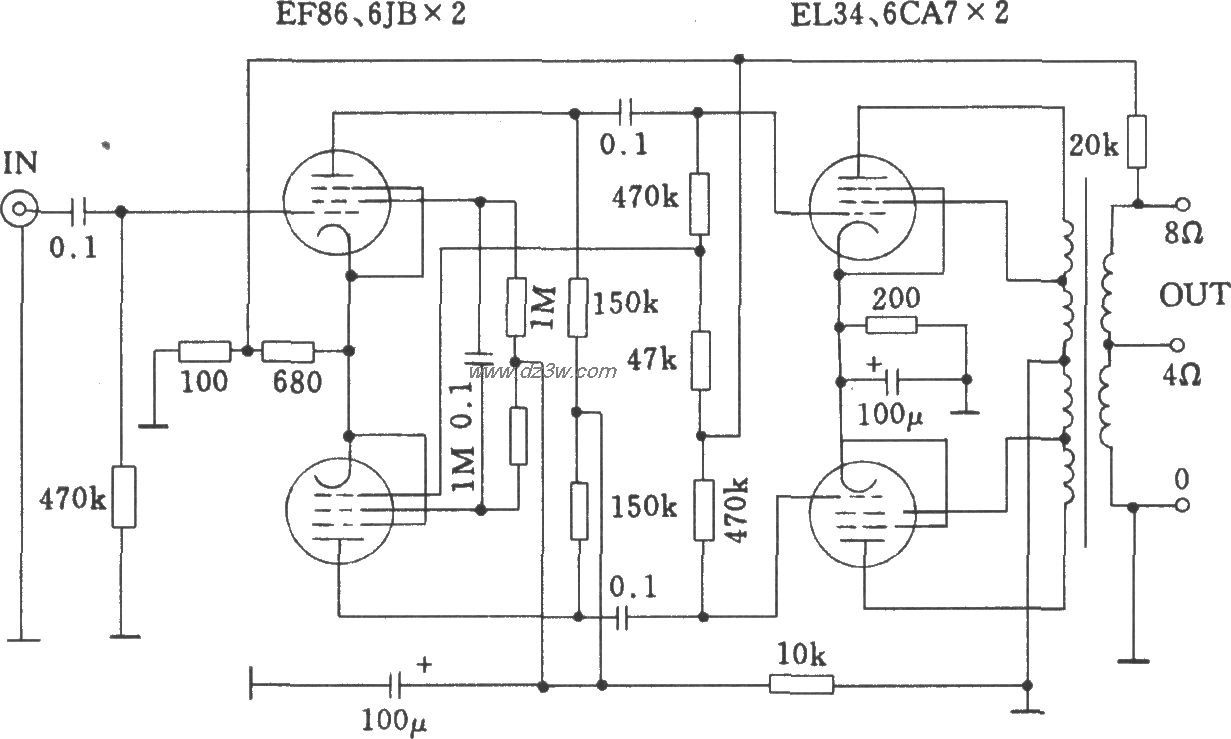 电子管QUADll功放电路电路图