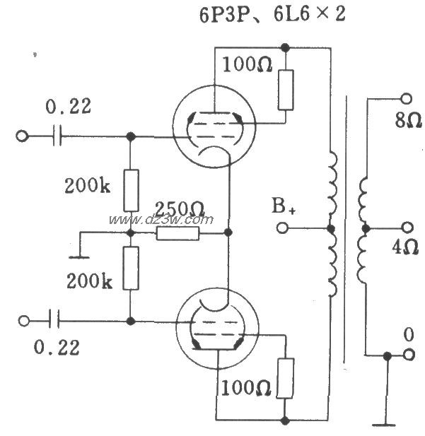 电子管典型自偏压方式功电路图
