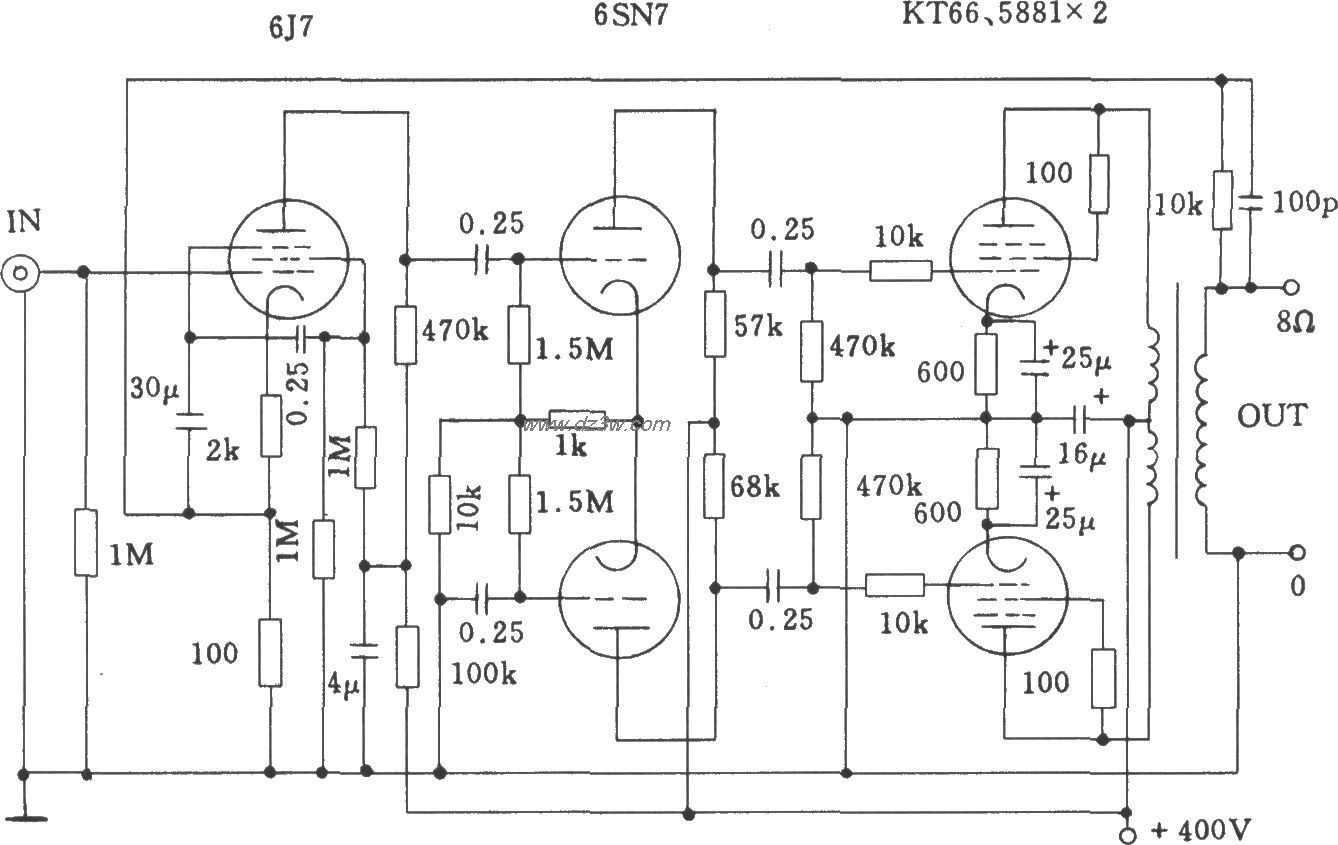 电子管威廉姆斯功放电路电路图