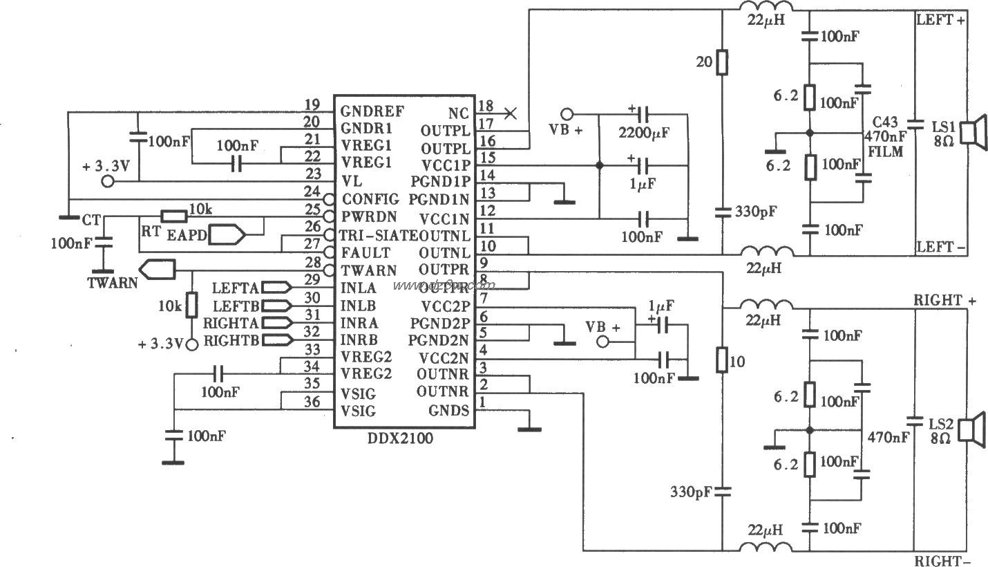 DDX-2100型数字功放电路电路图