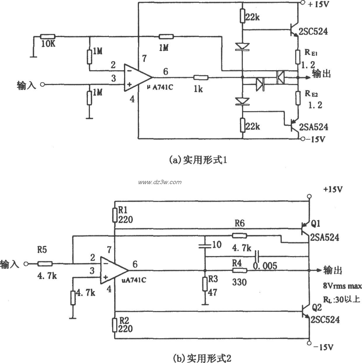 μA741构成的直接耦合音电路图