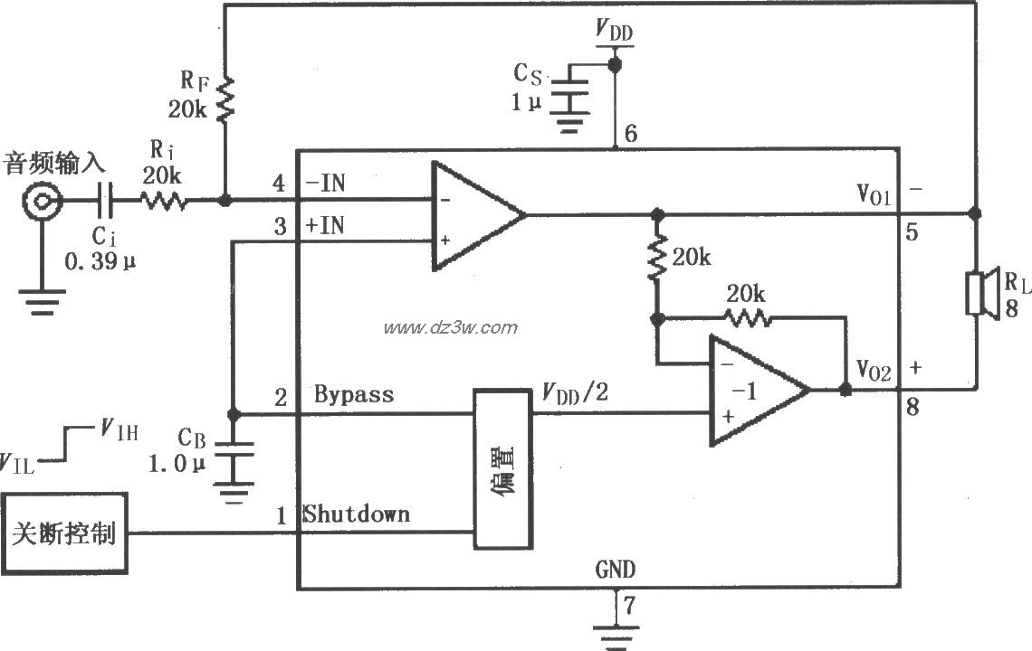 LM4819音频功率放大电路电路图