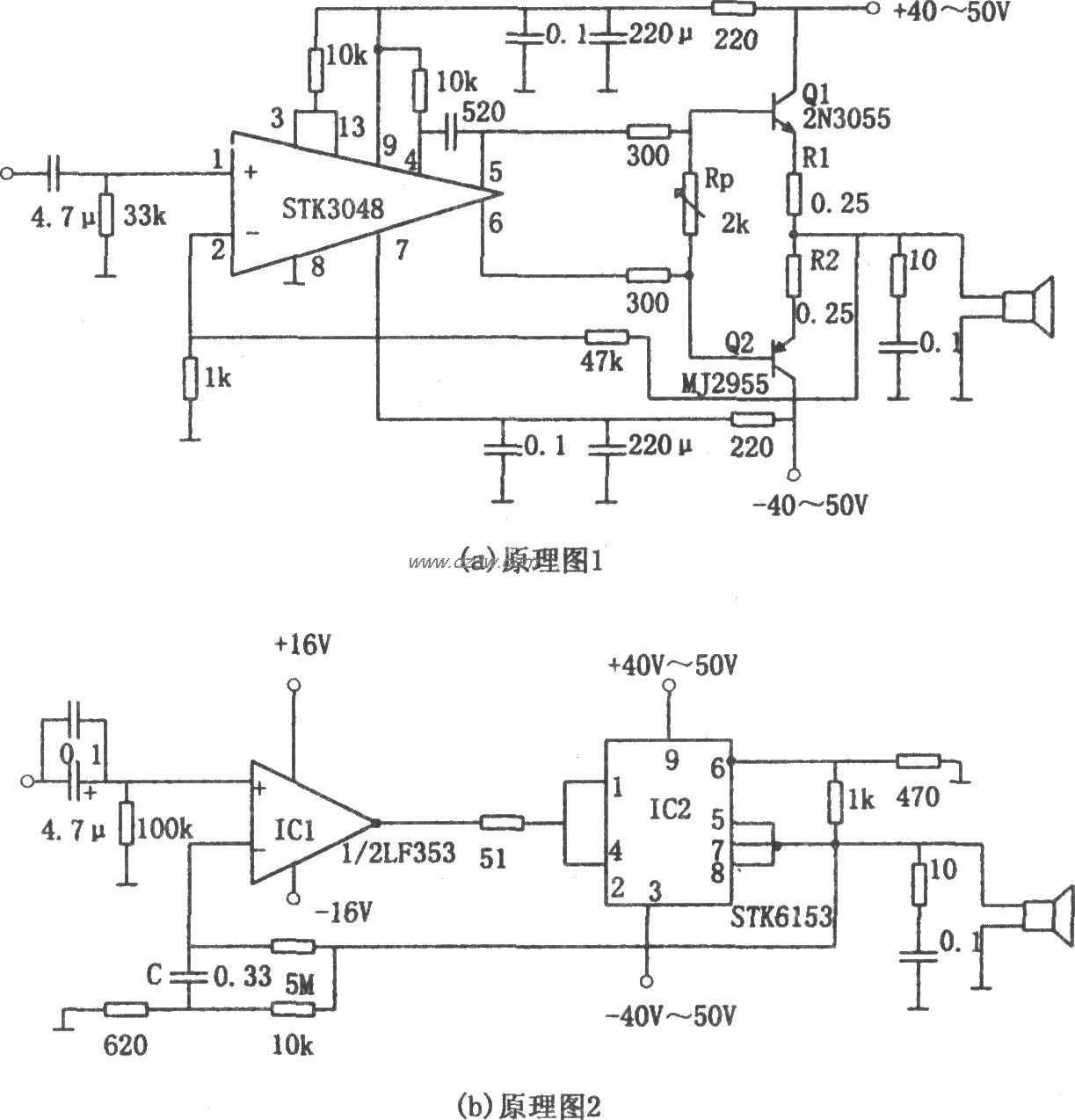厚膜集成块功率放大电路电路图