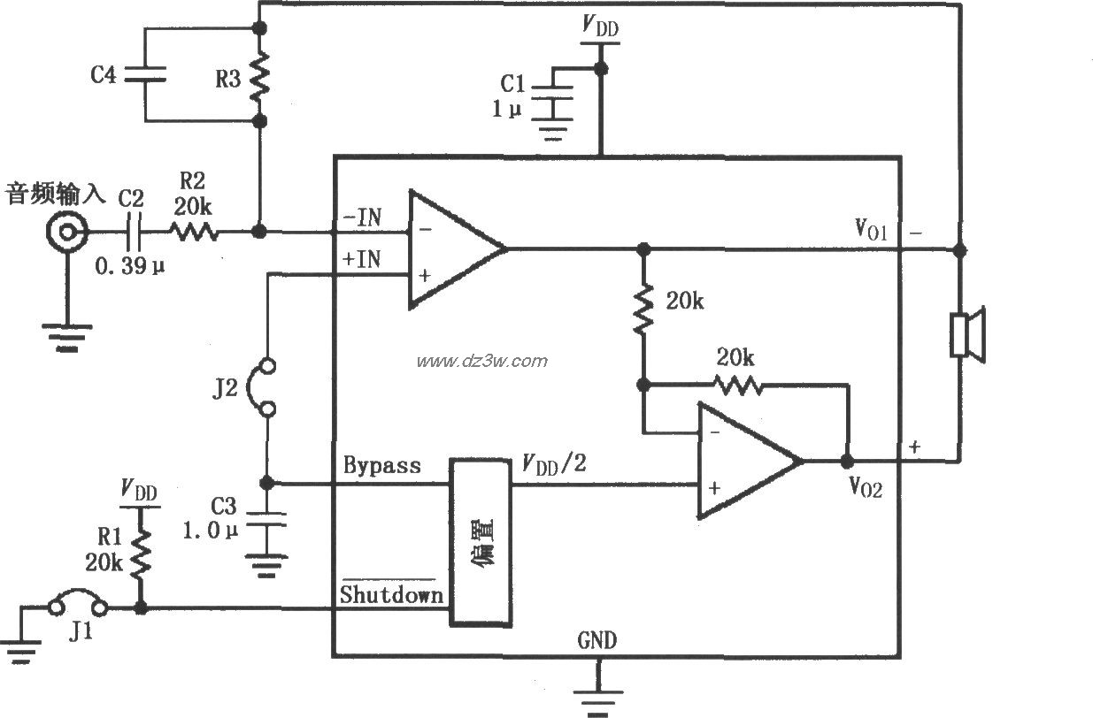 LM4903／4905高增益音频电路图