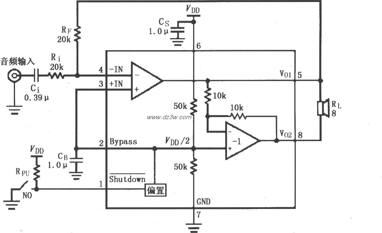 LM4902音频功率放大电路电路图