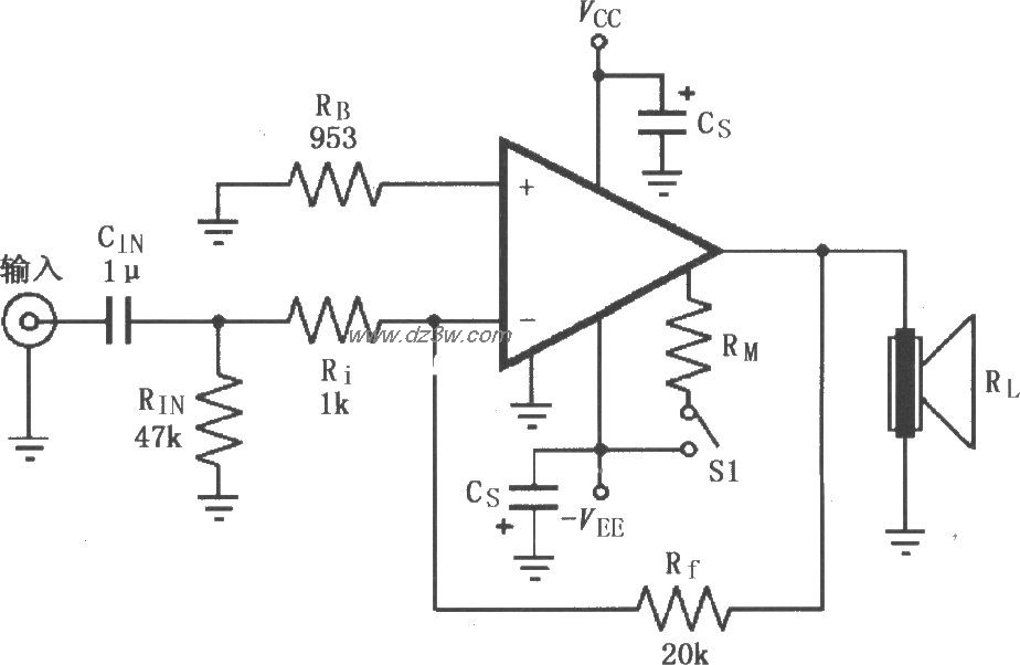 由LM4780构成的反相功率电路图