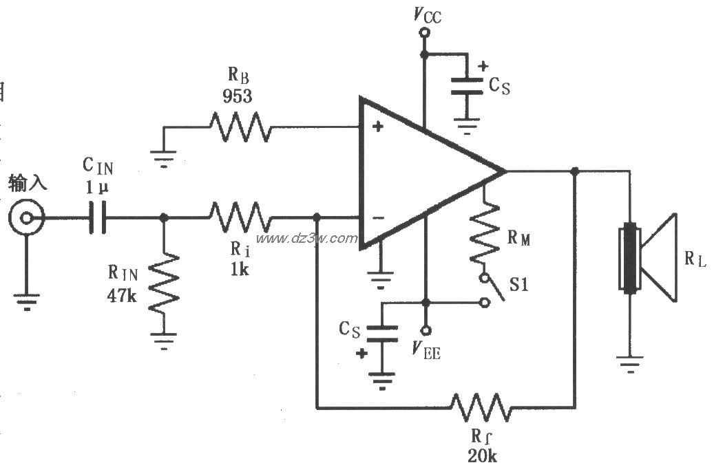 由LM4781构成的反相功率电路图