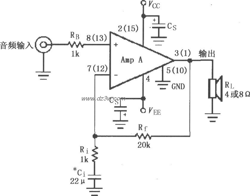 LM4765的双电源供电的音电路图
