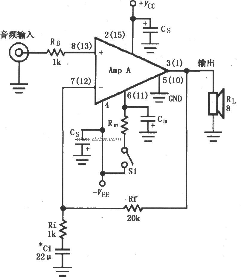 LM4766的双电源供电的音电路图