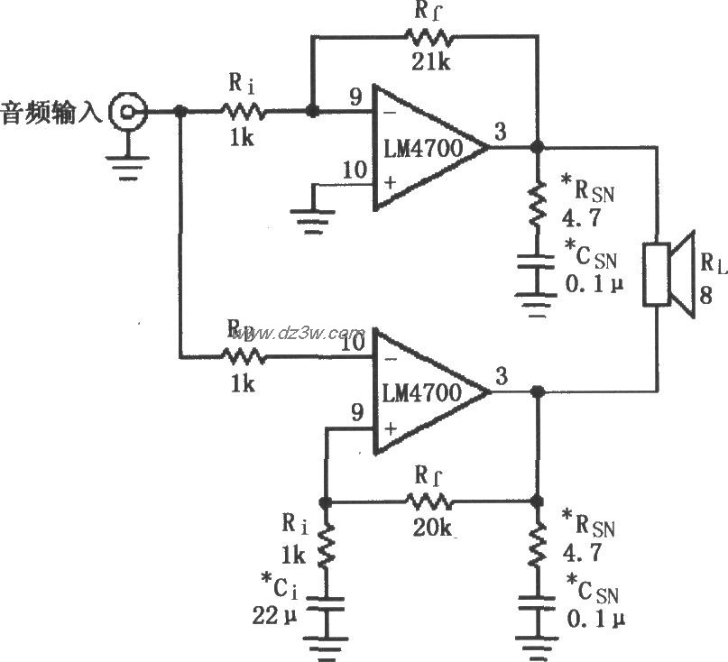 LM4700／4701构成的电桥电路图