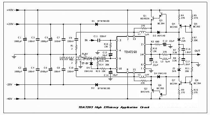 一款高效G类放大器电路图