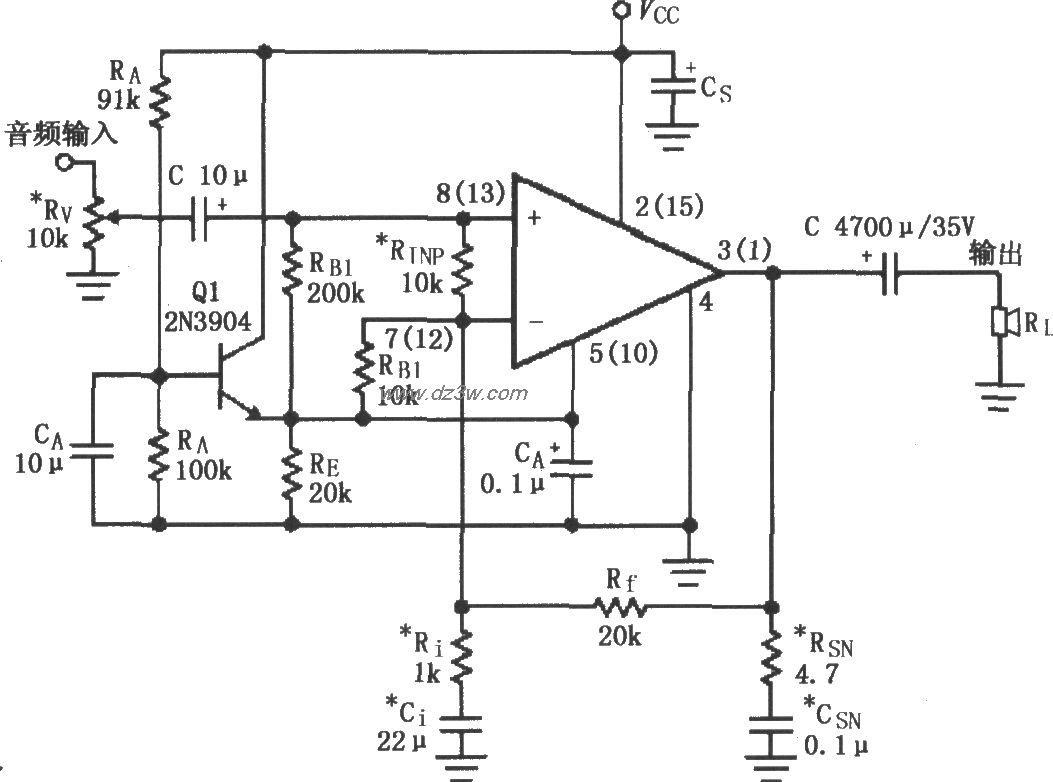LM1876的单电源供电音频电路图